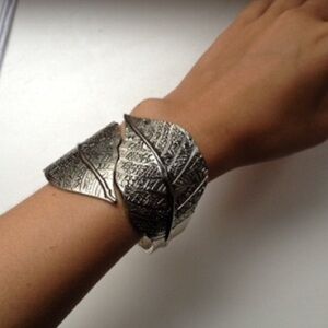 Silver Leaf Cuff Bracelet